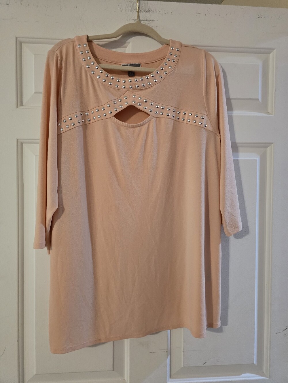 Women's Peach Long-Sleeve Top with Stud Accents